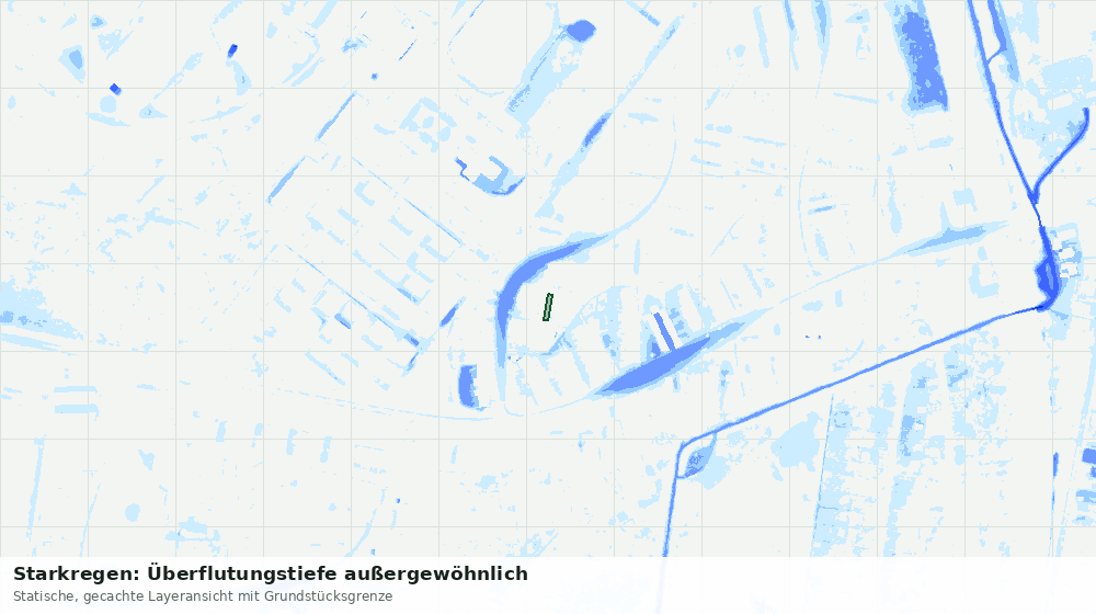 Statische Kartenansicht: Starkregen: Überflutungstiefe außergewöhnlich