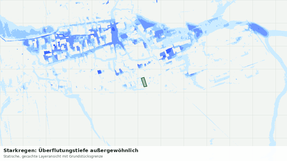 Statische Kartenansicht: Starkregen: Überflutungstiefe außergewöhnlich
