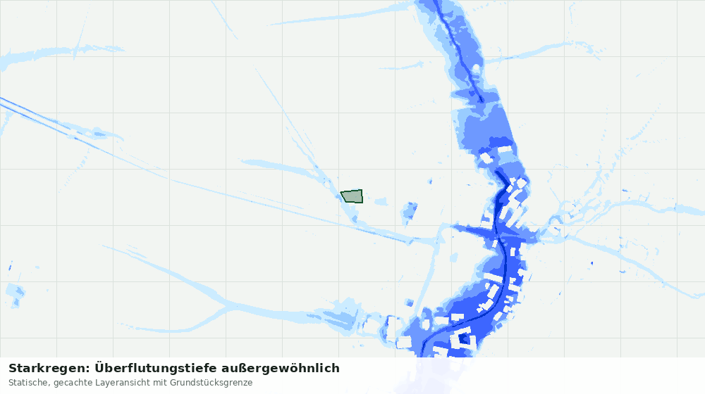 Statische Kartenansicht: Starkregen: Überflutungstiefe außergewöhnlich