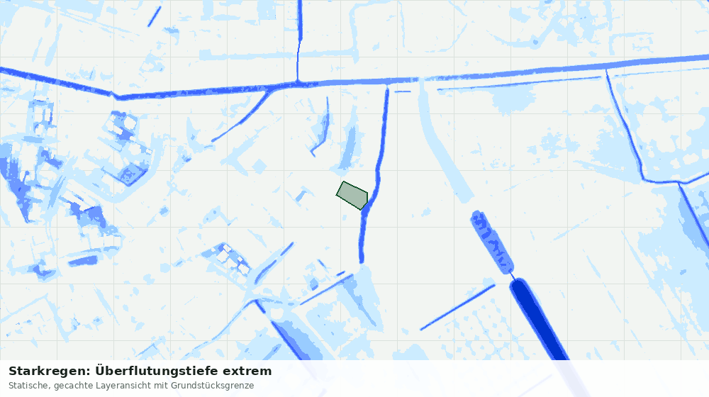 Statische Kartenansicht: Starkregen: Überflutungstiefe extrem