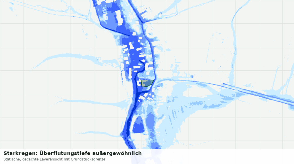 Statische Kartenansicht: Starkregen: Überflutungstiefe außergewöhnlich