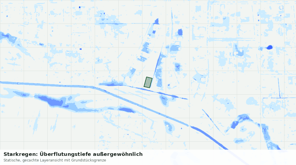 Statische Kartenansicht: Starkregen: Überflutungstiefe außergewöhnlich