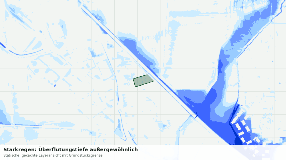 Statische Kartenansicht: Starkregen: Überflutungstiefe außergewöhnlich