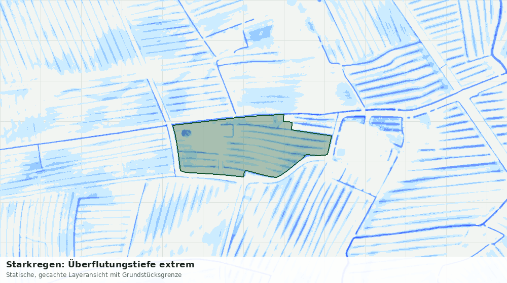 Statische Kartenansicht: Starkregen: Überflutungstiefe extrem