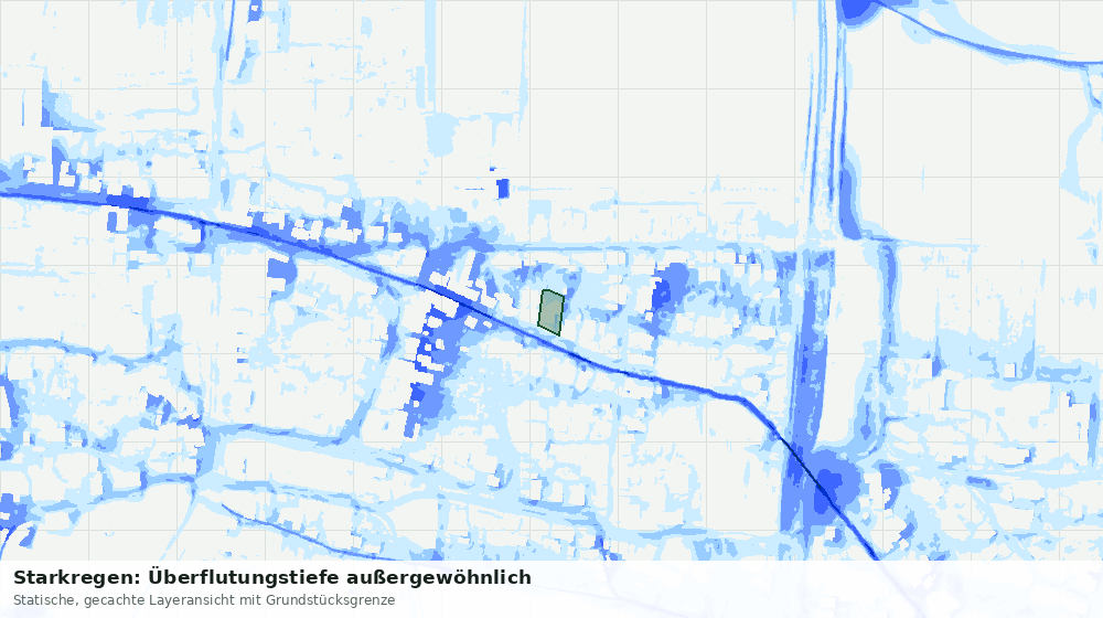 Statische Kartenansicht: Starkregen: Überflutungstiefe außergewöhnlich