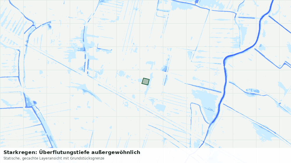Statische Kartenansicht: Starkregen: Überflutungstiefe außergewöhnlich