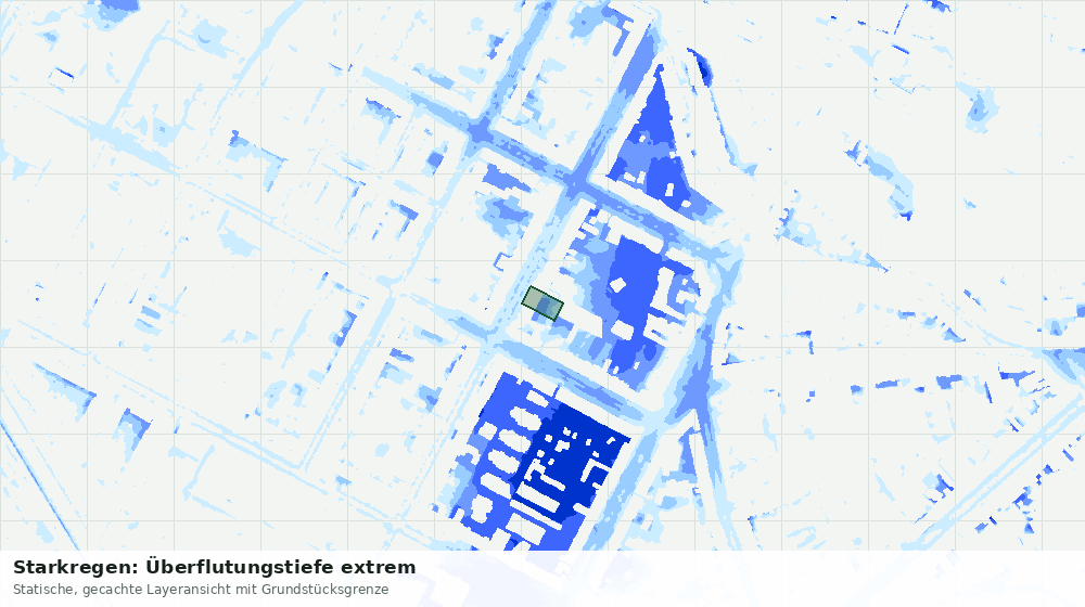 Statische Kartenansicht: Starkregen: Überflutungstiefe extrem