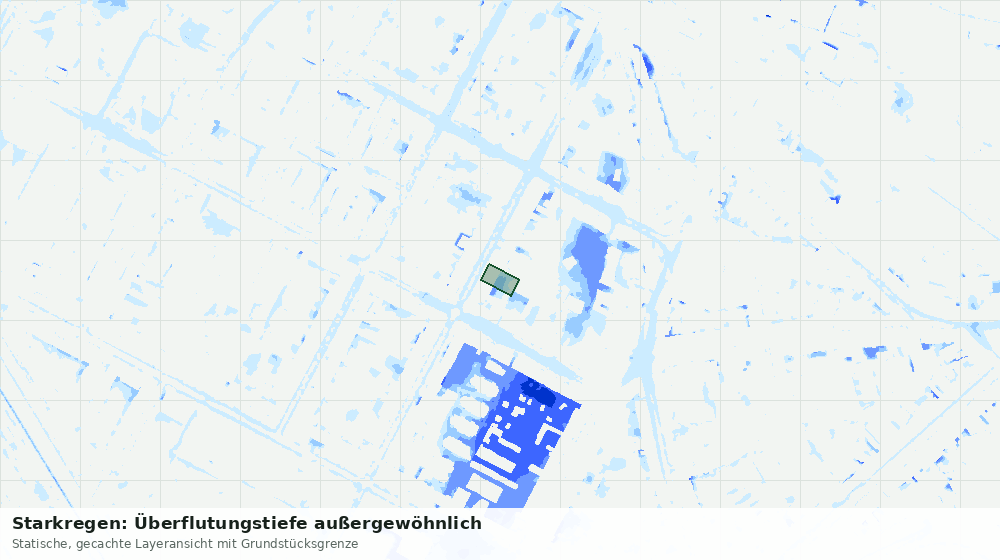 Statische Kartenansicht: Starkregen: Überflutungstiefe außergewöhnlich