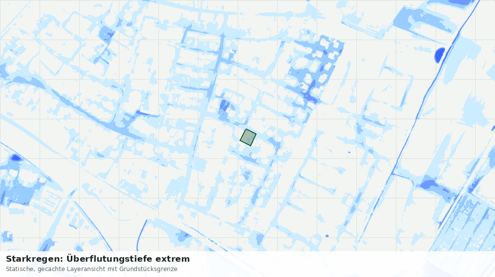 Statische Kartenansicht: Starkregen: Überflutungstiefe extrem