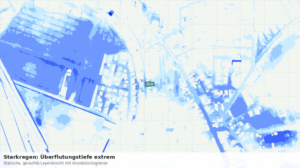 Statische Kartenansicht: Starkregen: Überflutungstiefe extrem