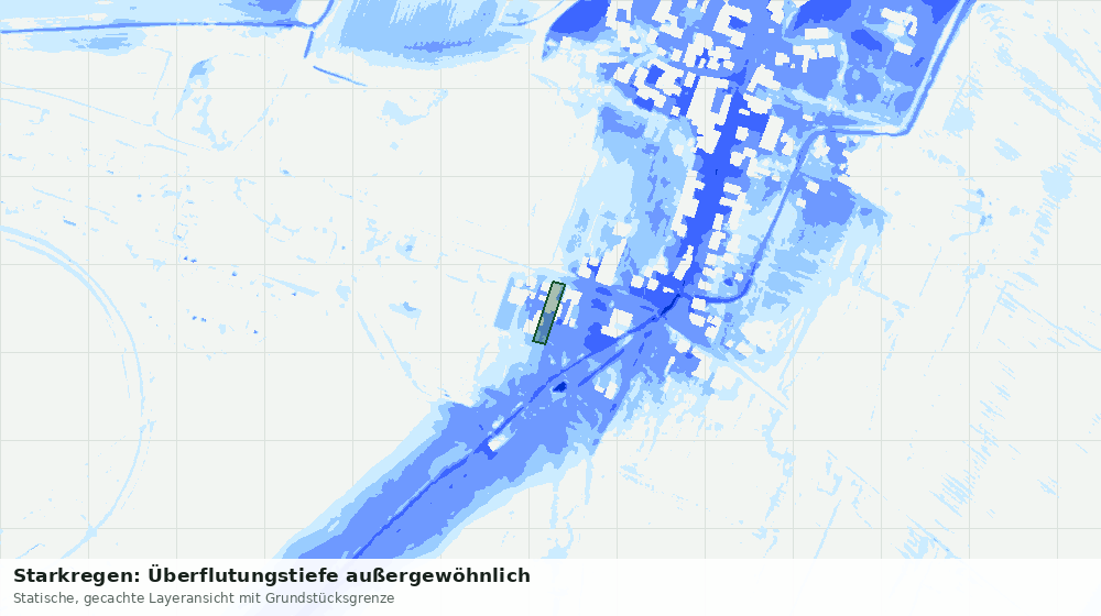 Statische Kartenansicht: Starkregen: Überflutungstiefe außergewöhnlich