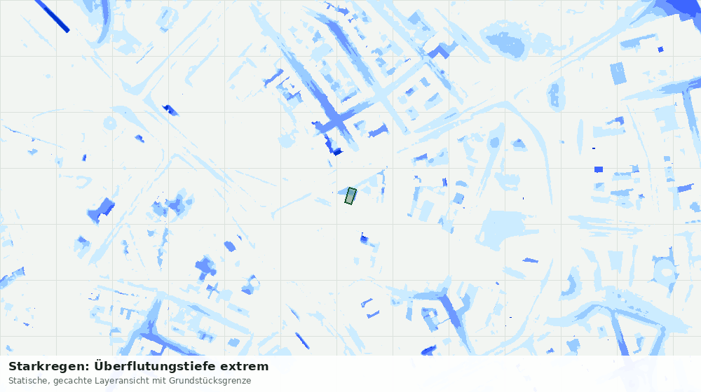Statische Kartenansicht: Starkregen: Überflutungstiefe extrem