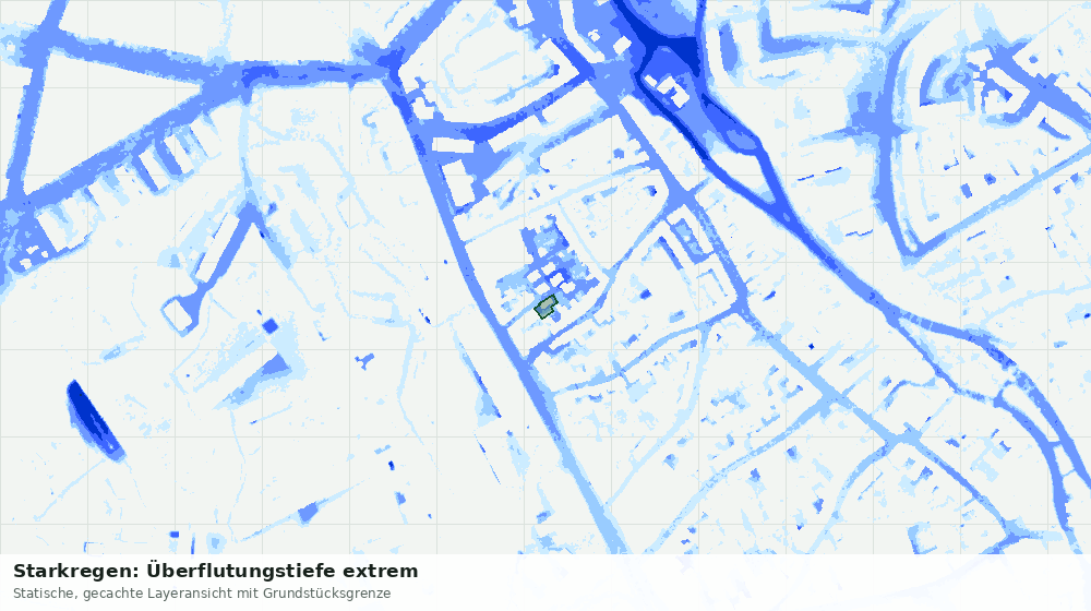 Statische Kartenansicht: Starkregen: Überflutungstiefe extrem