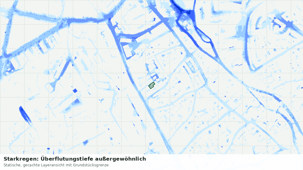 Statische Kartenansicht: Starkregen: Überflutungstiefe außergewöhnlich
