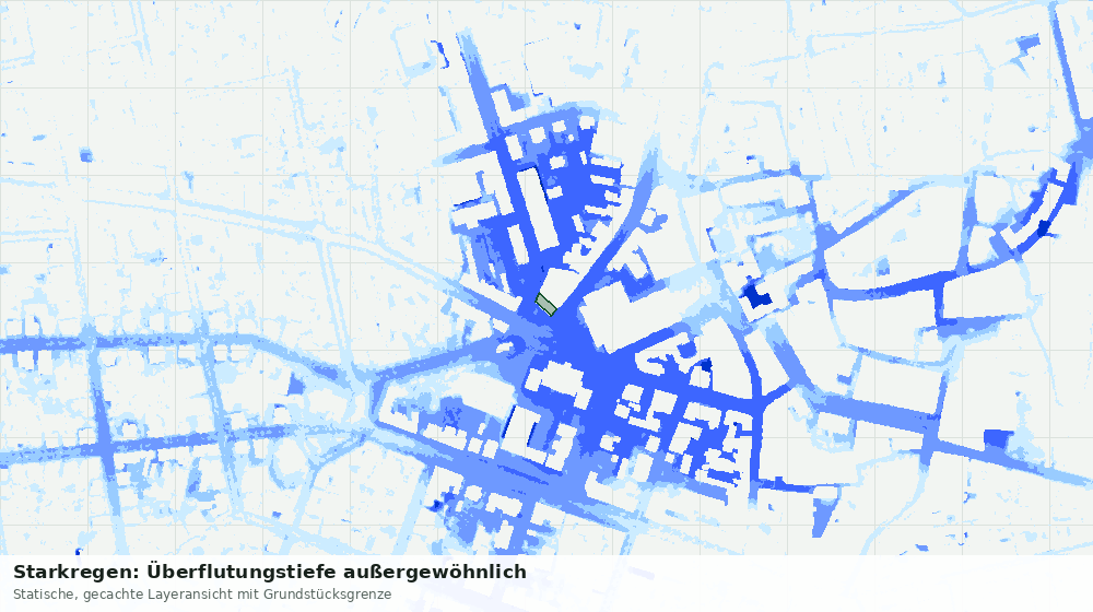 Statische Kartenansicht: Starkregen: Überflutungstiefe außergewöhnlich