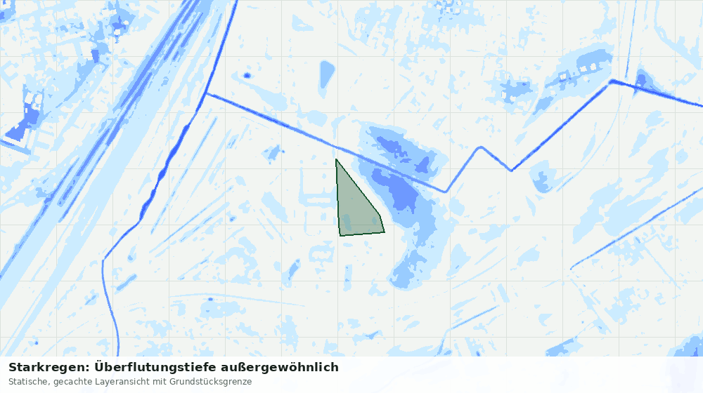 Statische Kartenansicht: Starkregen: Überflutungstiefe außergewöhnlich