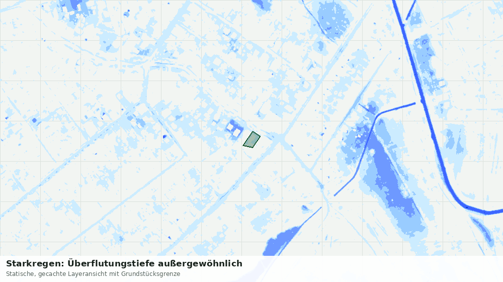 Statische Kartenansicht: Starkregen: Überflutungstiefe außergewöhnlich