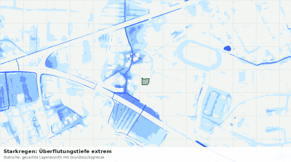 Statische Kartenansicht: Starkregen: Überflutungstiefe extrem