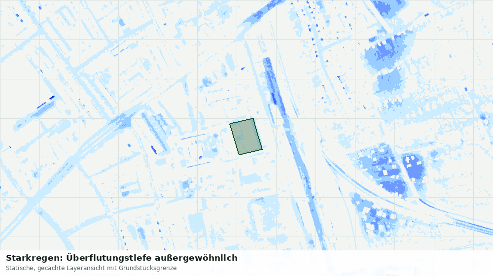 Statische Kartenansicht: Starkregen: Überflutungstiefe außergewöhnlich