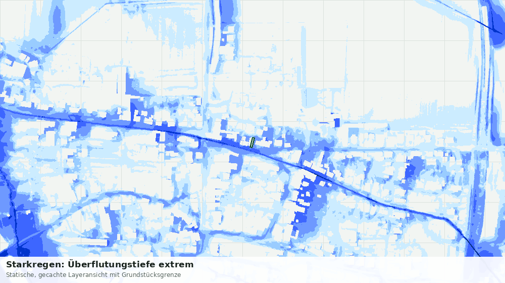 Statische Kartenansicht: Starkregen: Überflutungstiefe extrem