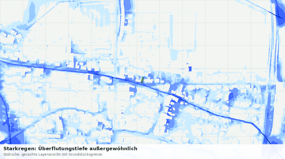 Statische Kartenansicht: Starkregen: Überflutungstiefe außergewöhnlich