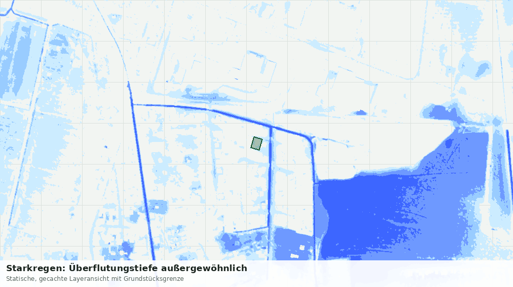 Statische Kartenansicht: Starkregen: Überflutungstiefe außergewöhnlich