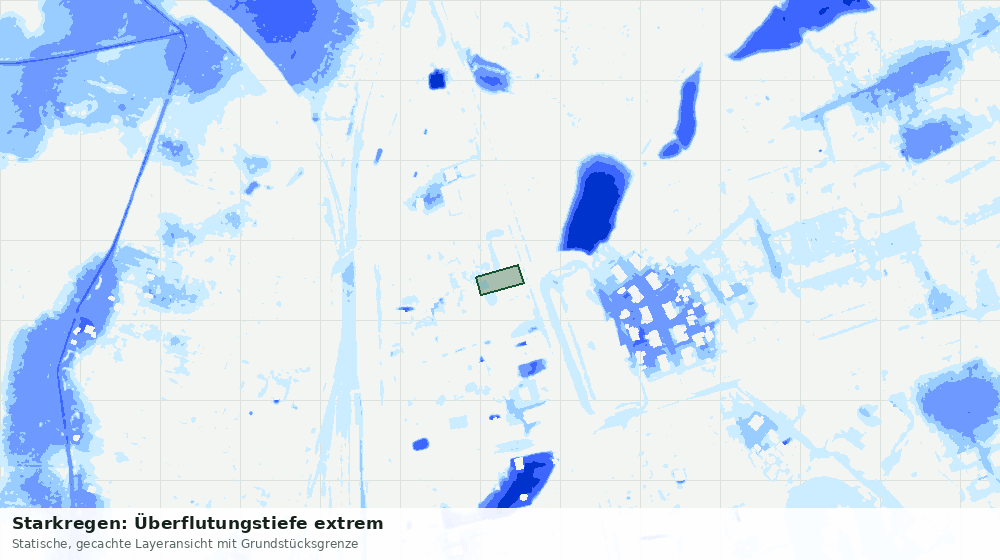 Statische Kartenansicht: Starkregen: Überflutungstiefe extrem