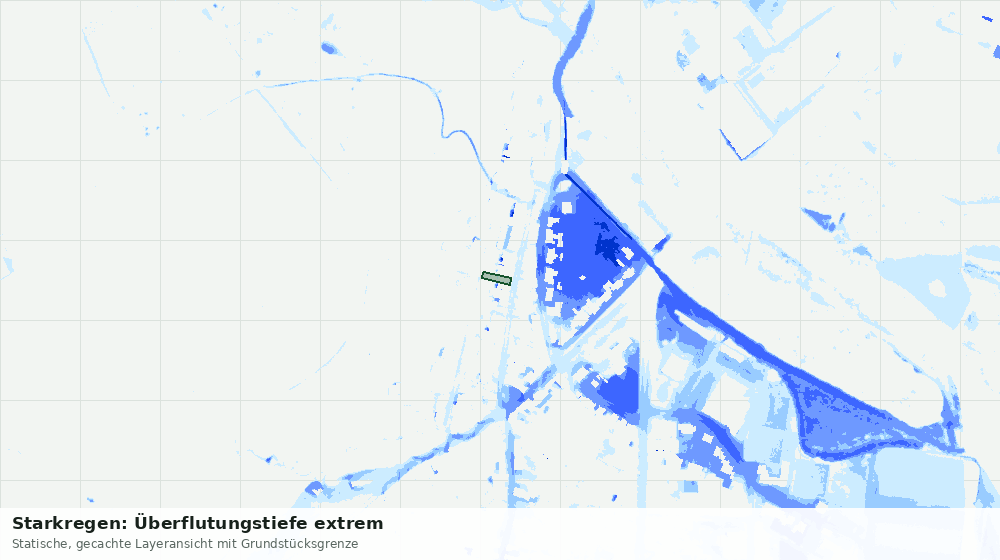 Statische Kartenansicht: Starkregen: Überflutungstiefe extrem