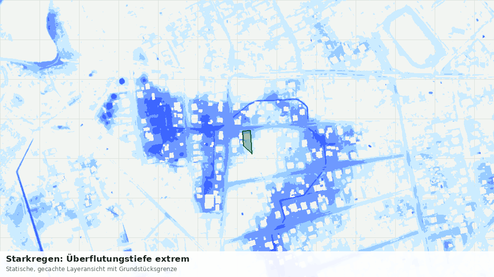 Statische Kartenansicht: Starkregen: Überflutungstiefe extrem