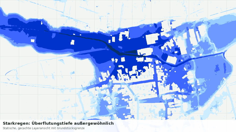 Statische Kartenansicht: Starkregen: Überflutungstiefe außergewöhnlich