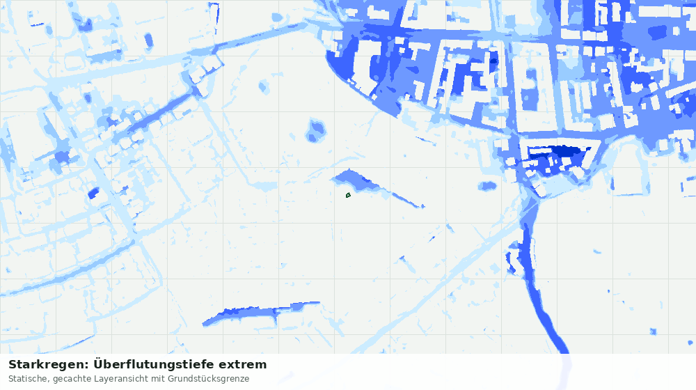 Statische Kartenansicht: Starkregen: Überflutungstiefe extrem