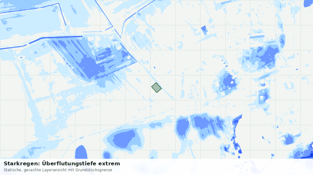 Statische Kartenansicht: Starkregen: Überflutungstiefe extrem