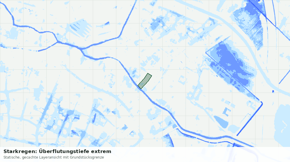 Statische Kartenansicht: Starkregen: Überflutungstiefe extrem