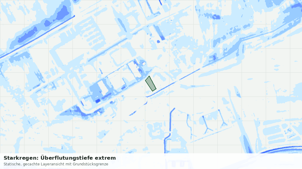 Statische Kartenansicht: Starkregen: Überflutungstiefe extrem