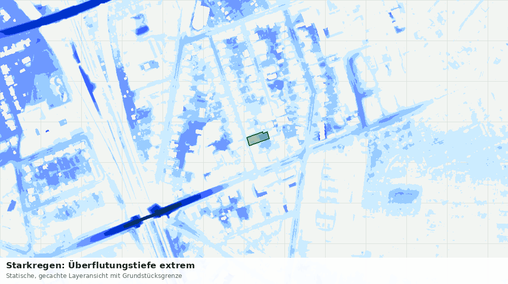 Statische Kartenansicht: Starkregen: Überflutungstiefe extrem