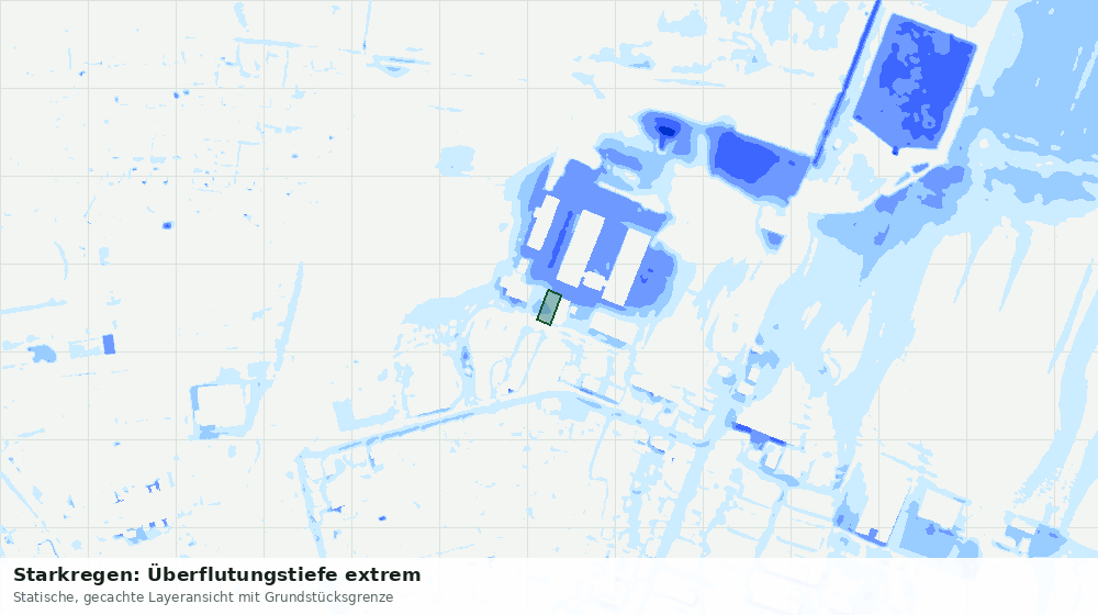 Statische Kartenansicht: Starkregen: Überflutungstiefe extrem