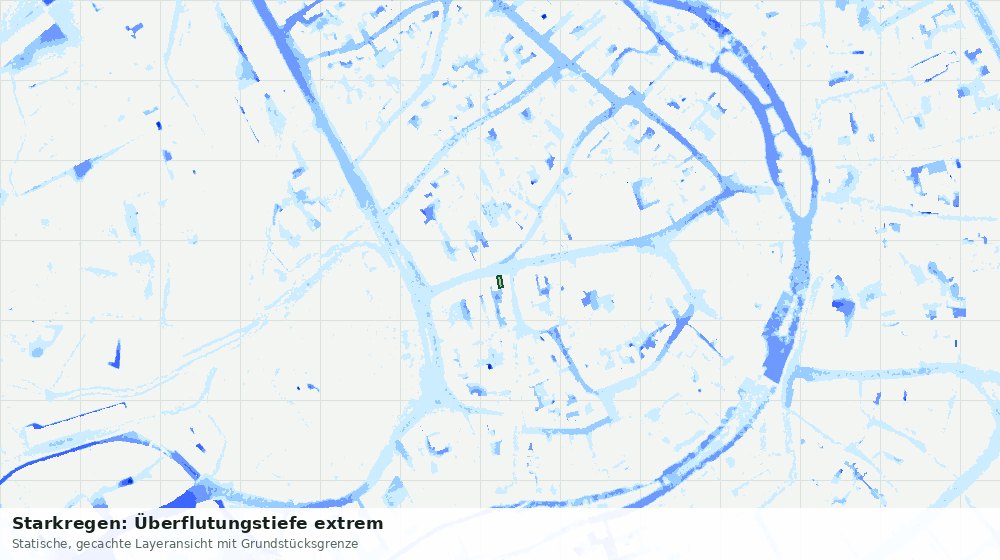 Statische Kartenansicht: Starkregen: Überflutungstiefe extrem