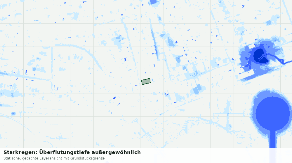 Statische Kartenansicht: Starkregen: Überflutungstiefe außergewöhnlich