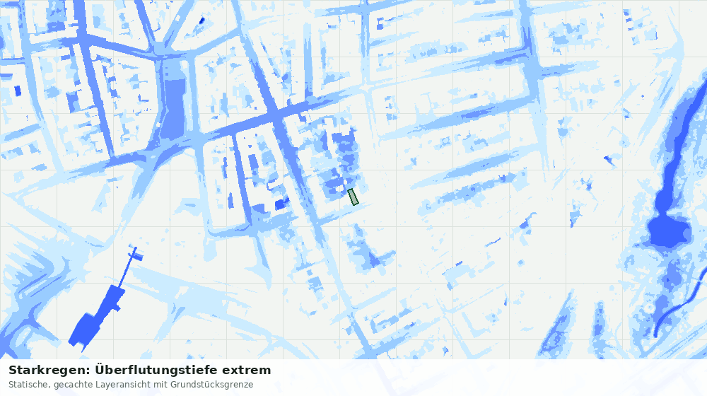 Statische Kartenansicht: Starkregen: Überflutungstiefe extrem