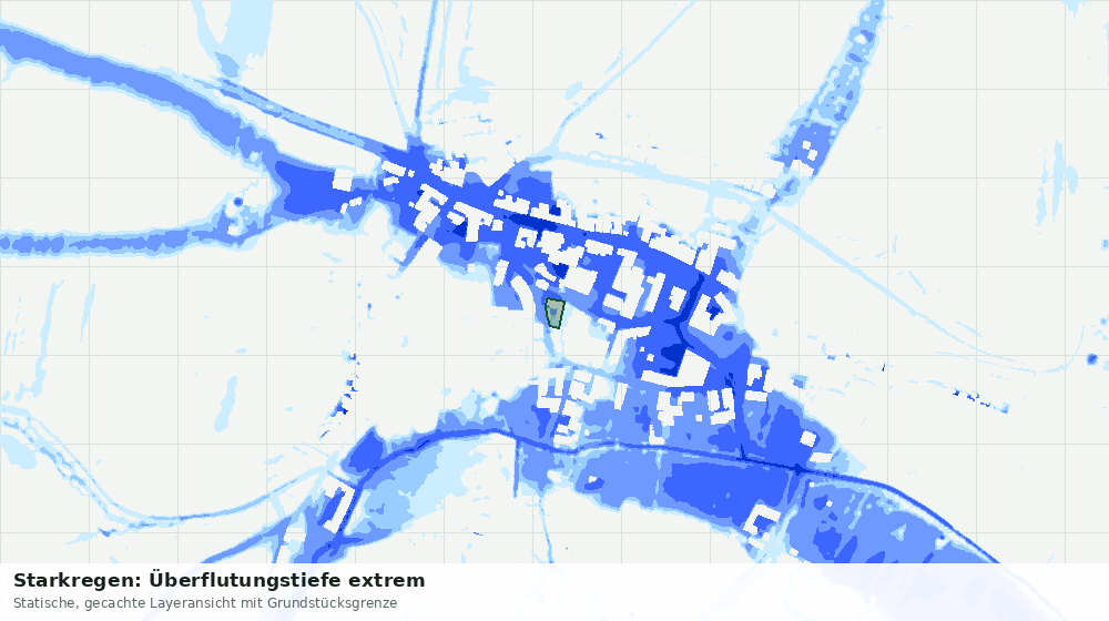 Statische Kartenansicht: Starkregen: Überflutungstiefe extrem