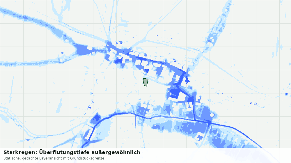 Statische Kartenansicht: Starkregen: Überflutungstiefe außergewöhnlich