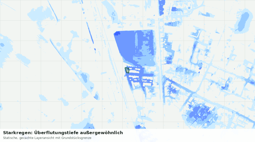 Statische Kartenansicht: Starkregen: Überflutungstiefe außergewöhnlich