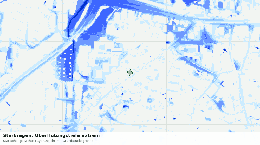 Statische Kartenansicht: Starkregen: Überflutungstiefe extrem