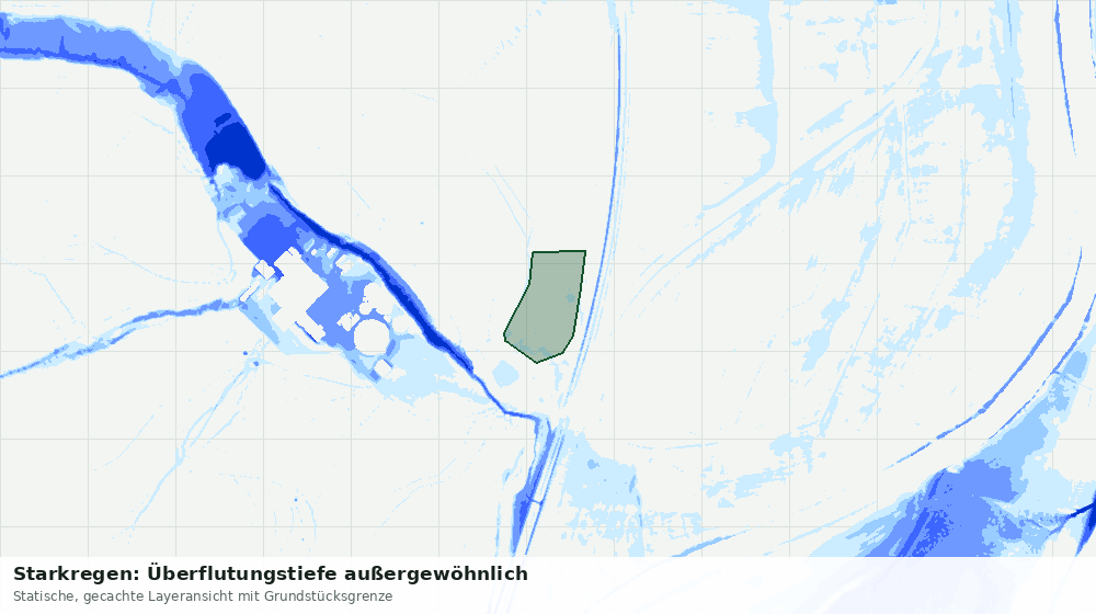 Statische Kartenansicht: Starkregen: Überflutungstiefe außergewöhnlich