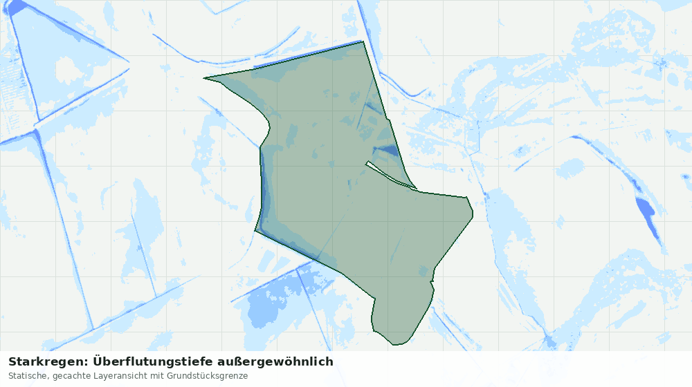 Statische Kartenansicht: Starkregen: Überflutungstiefe außergewöhnlich