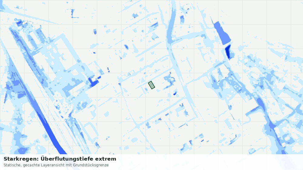 Statische Kartenansicht: Starkregen: Überflutungstiefe extrem