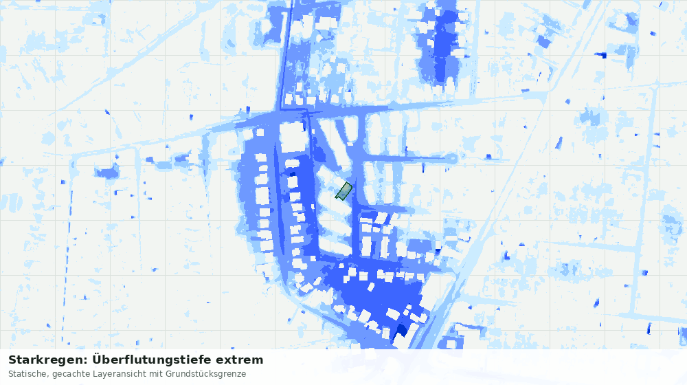 Statische Kartenansicht: Starkregen: Überflutungstiefe extrem
