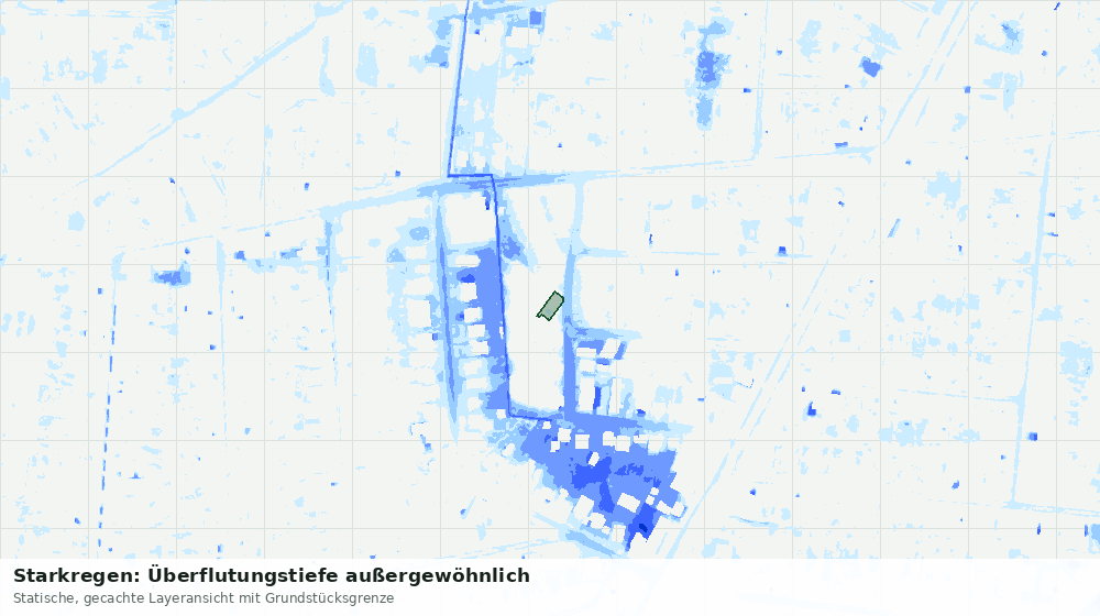 Statische Kartenansicht: Starkregen: Überflutungstiefe außergewöhnlich