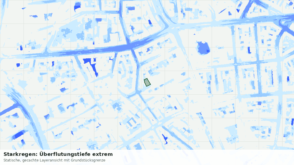 Statische Kartenansicht: Starkregen: Überflutungstiefe extrem
