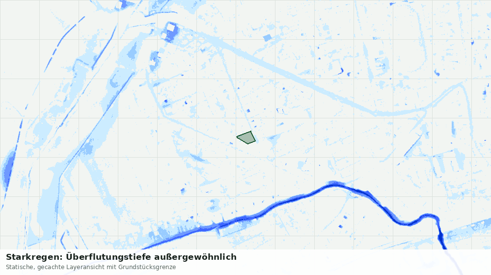 Statische Kartenansicht: Starkregen: Überflutungstiefe außergewöhnlich